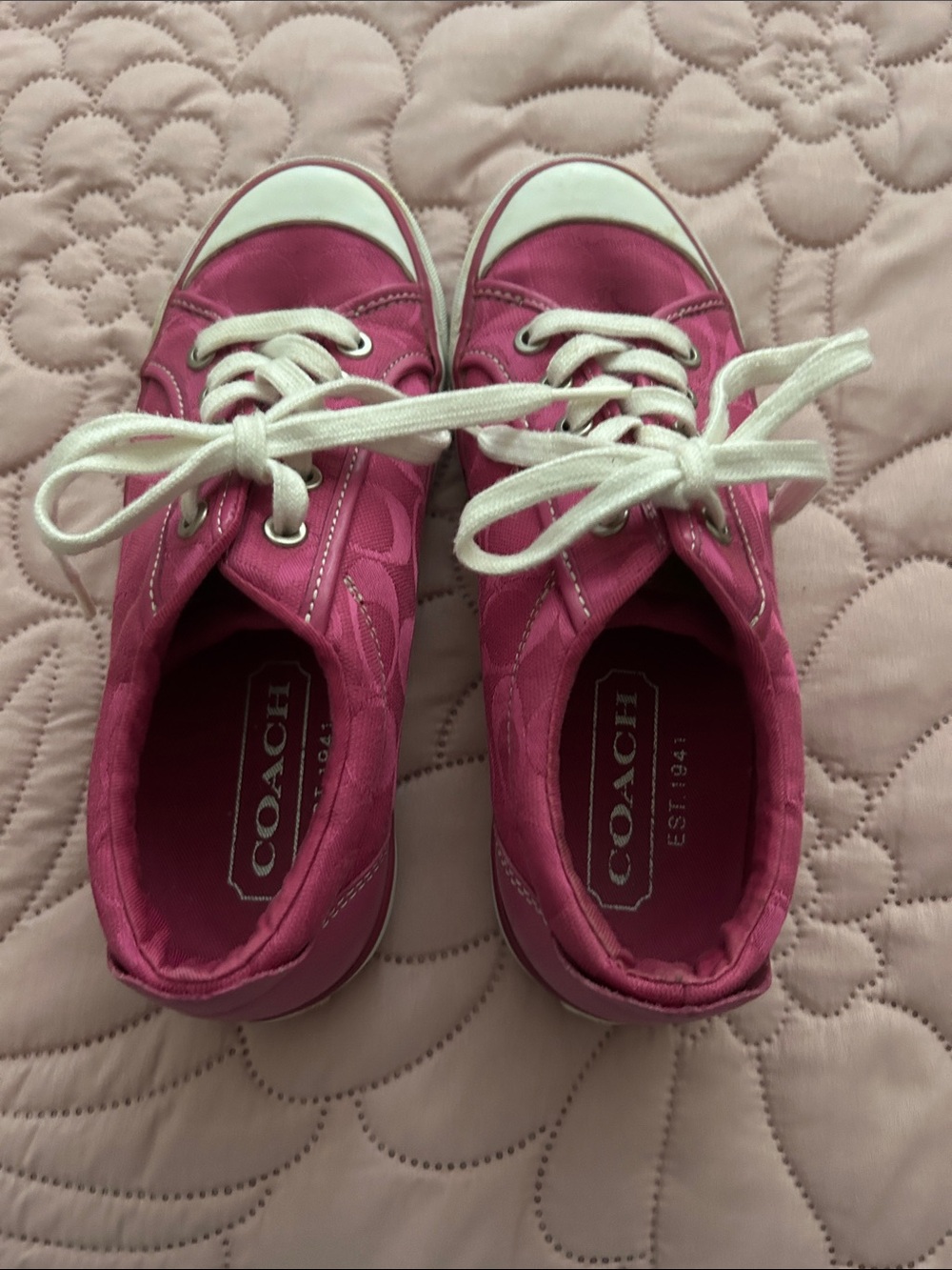 Coach Pink and White  Lace-Up Sneakers